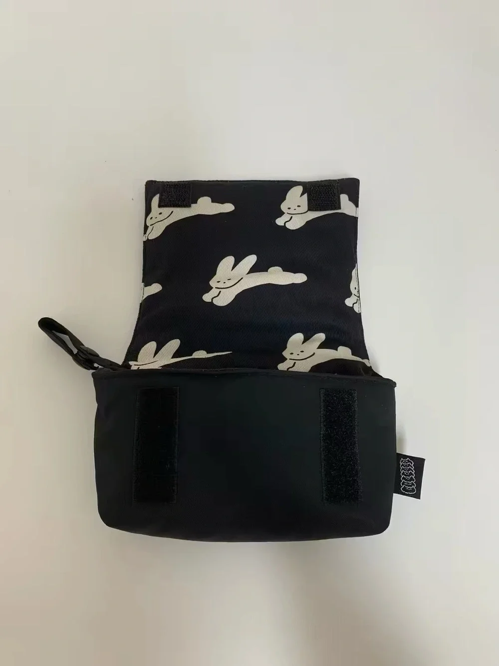 Korean Kawaii Black White Bunny Small Padded Tech Camera Trinket Pouch Bag